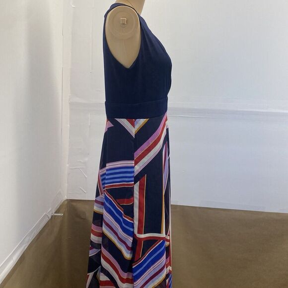 Roz & Ali Dressbarn Stripe Scarf Print Asymmetrical Midi Dress Size 8.Casual - Picture 4 of 16
